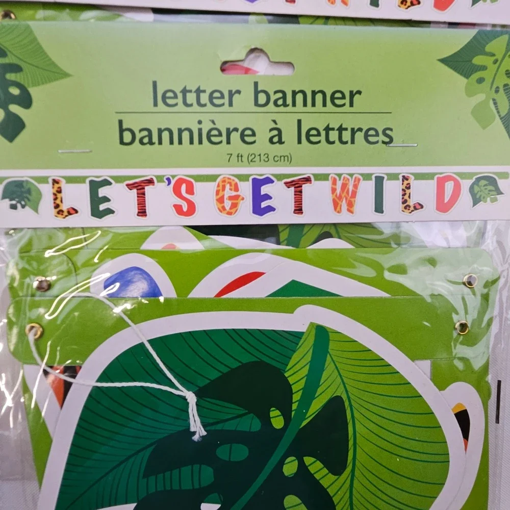 21pc Safari Jungle Letter Banner Lot Lets Get Wild Happy Birthday 7ft Greenbrier